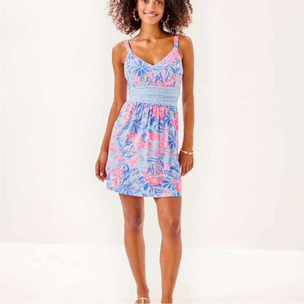 Lilly Pulitzer elephant splash engine skirted romper NWT Small